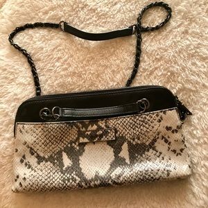 DKNY Snakeskin Print Leather Cross Body
